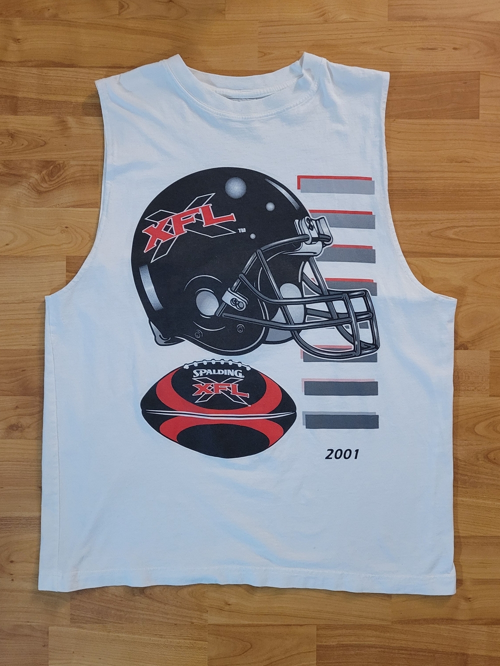 Vintage Y2K XFL Large XL Tank Top Football Helmet Graphic White Muscle Shirt